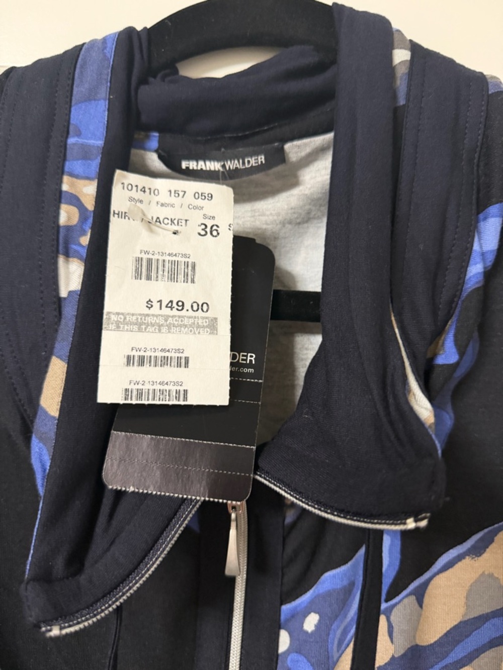 Blue Abstract Zip-Front Jacket - Picture 3 of 5